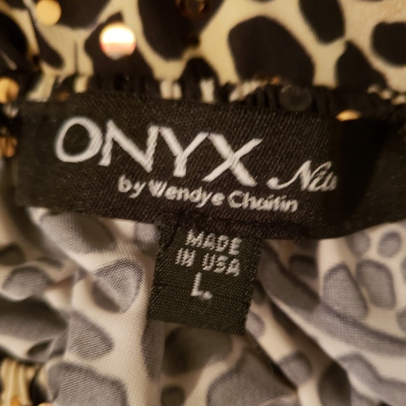 ONYX Nite Leopard Jungle Print Blouse Size Large - Picture 4 of 4
